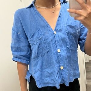 Blue crop shirt (blouse)